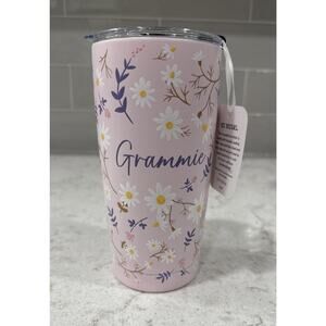 GRAMMIE Pink Floral Daisy Thermal Steel Travel Tumbler 20oz Hot Cold Mug Lid Cup